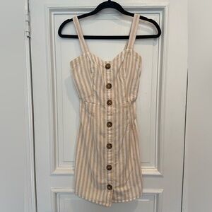Abercrombie & Fitch Striped Mini Dress - Cream and White